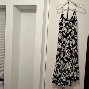 Tabitha Brown x Target Brown Neutral Botanical Tropical Linen Blend Maxi Dress